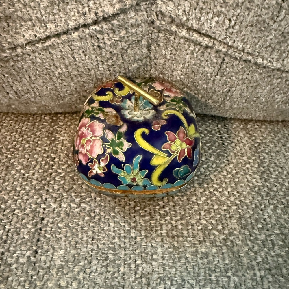 Floral Enamel Trinket Box with Gold Accents